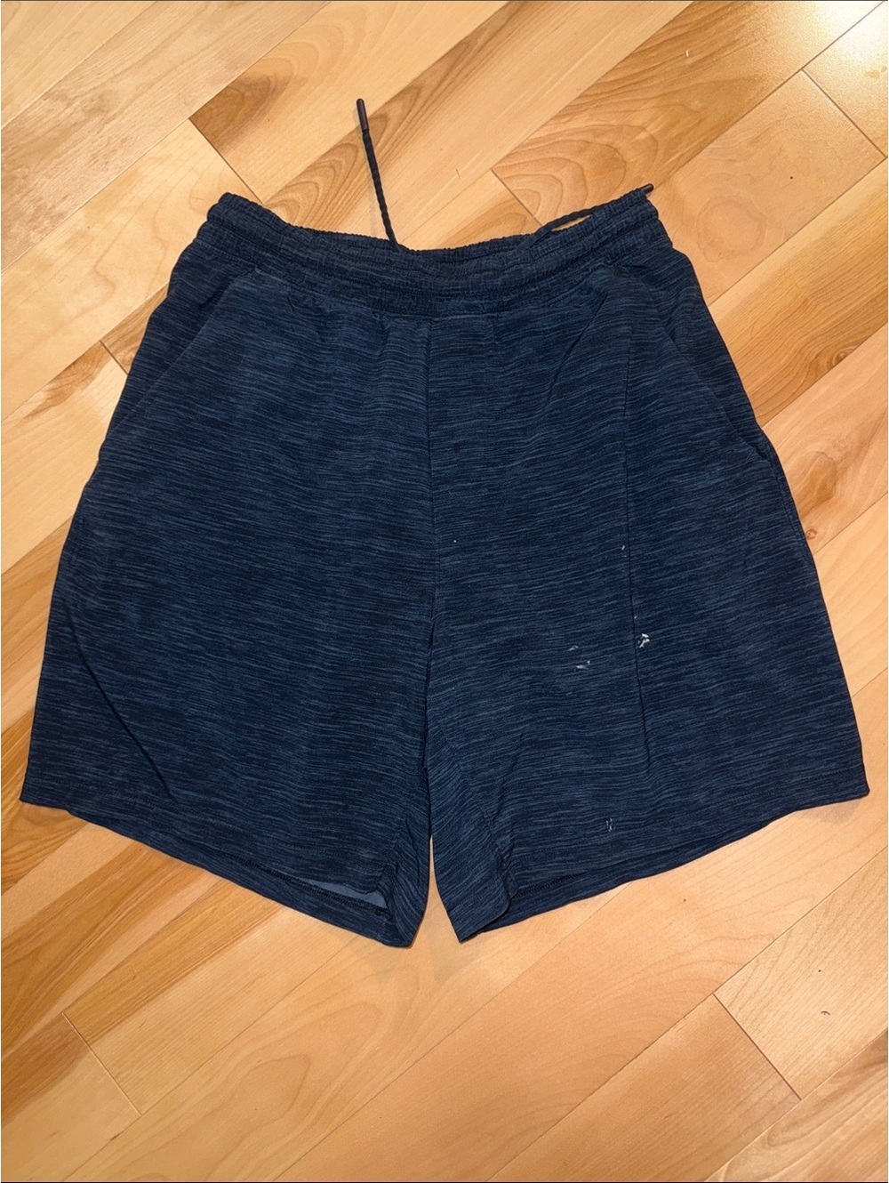 Lululemon Athletica Men's Navy Blue Shorts with Drawstring Waist, Size Medium
